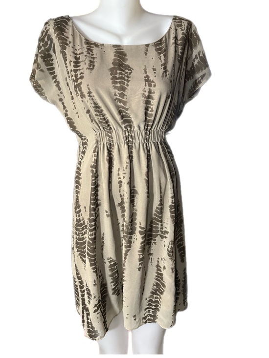 RW&CO. Dresses & Skirts - RW&CO. Cream and Brown Abstract-Print Mini Dress